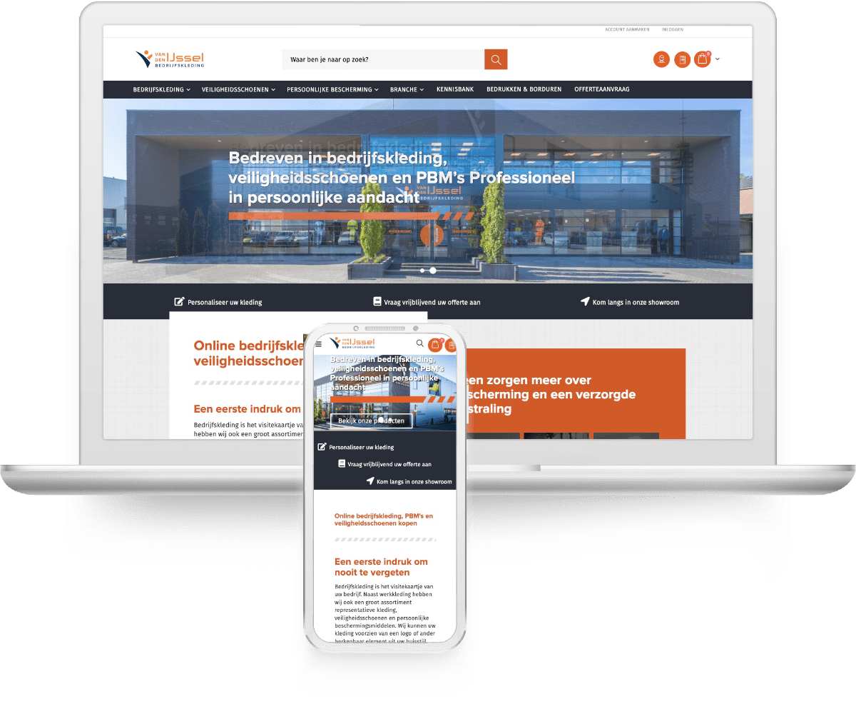 Van den IJssel Bedrijfskleding webshop portfolio